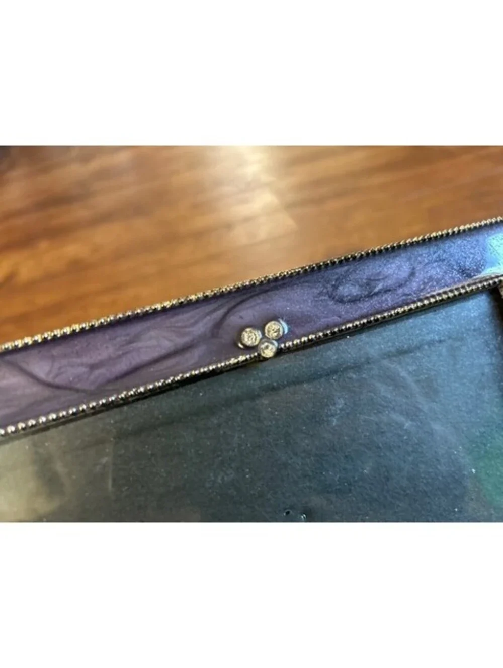 Purple Decorative Photo Frame with Beaded Trim